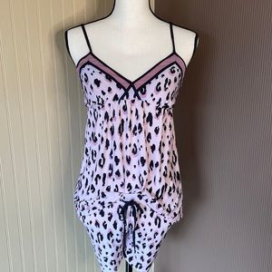 Alfani pink/black leopard print pajama set size s